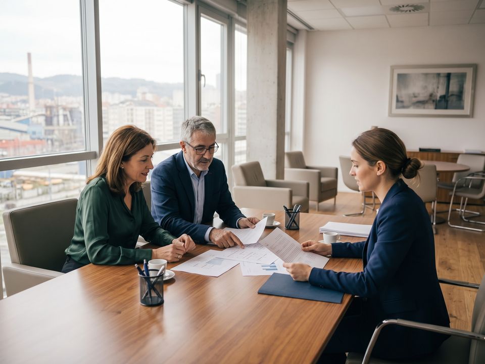 Reunión de trabajo para la compra de una empresa industrial