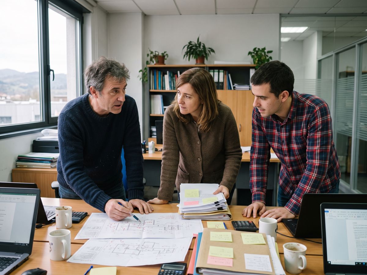 Equipo de consultoría industrial y financiera trabajando sobre una operación de compraventa de empresas